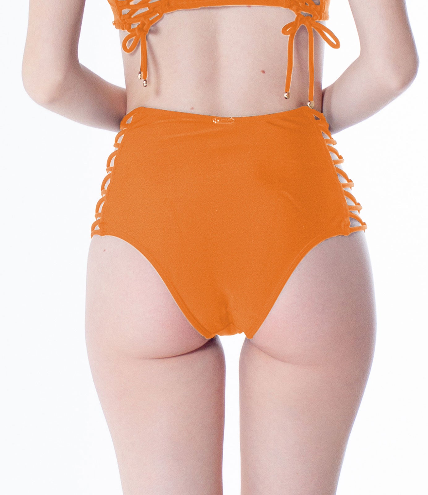 Bottom Tiras Cruzadas Neon Laranja