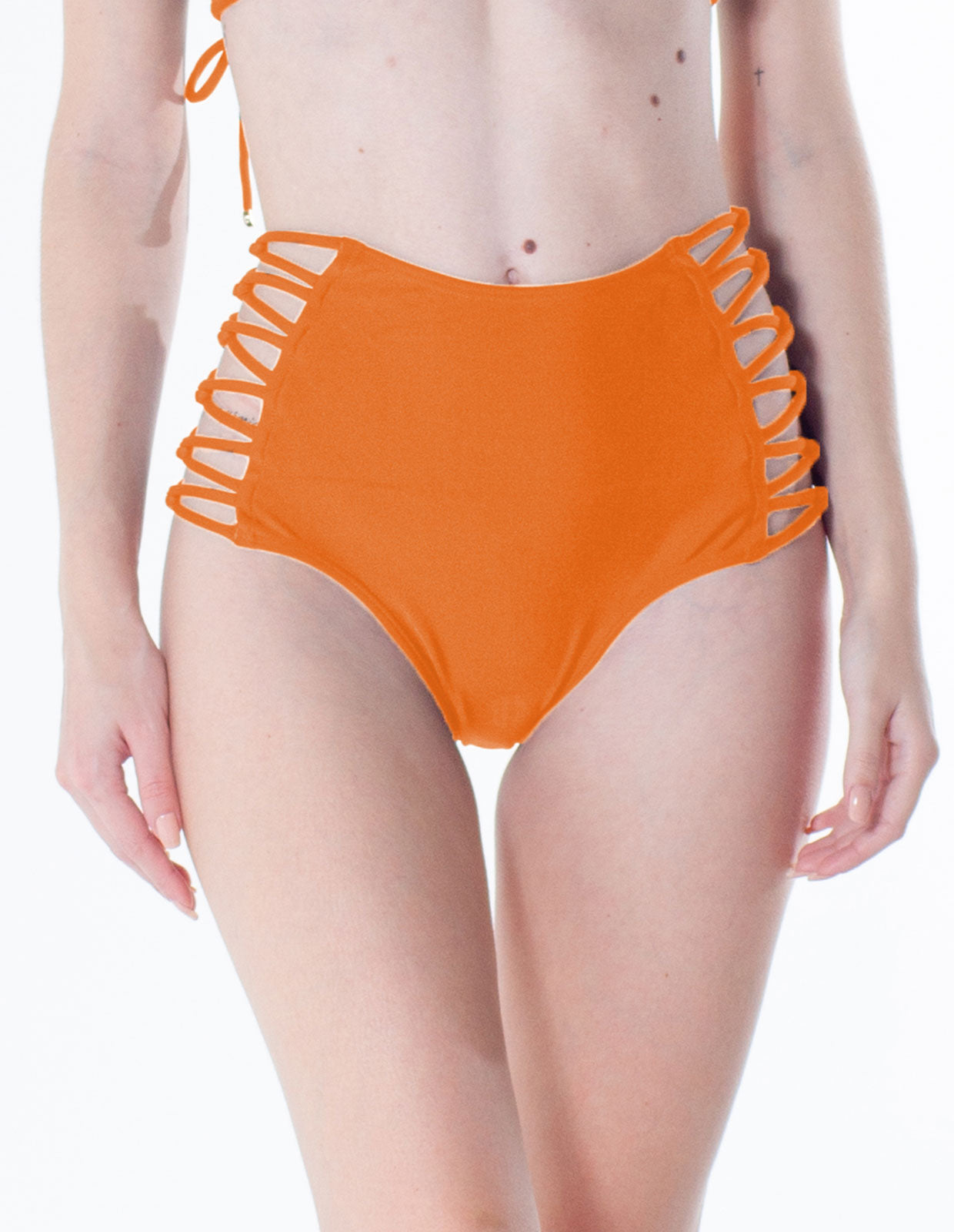 Bottom Tiras Cruzadas Neon Laranja