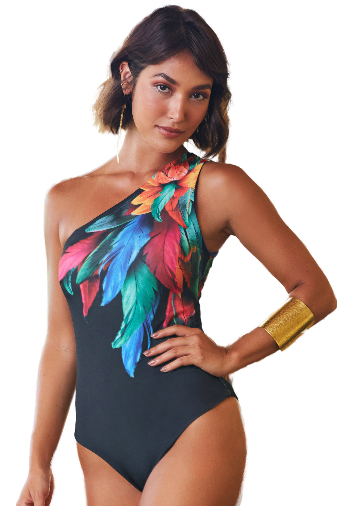 One Shoulder Brinco Preto