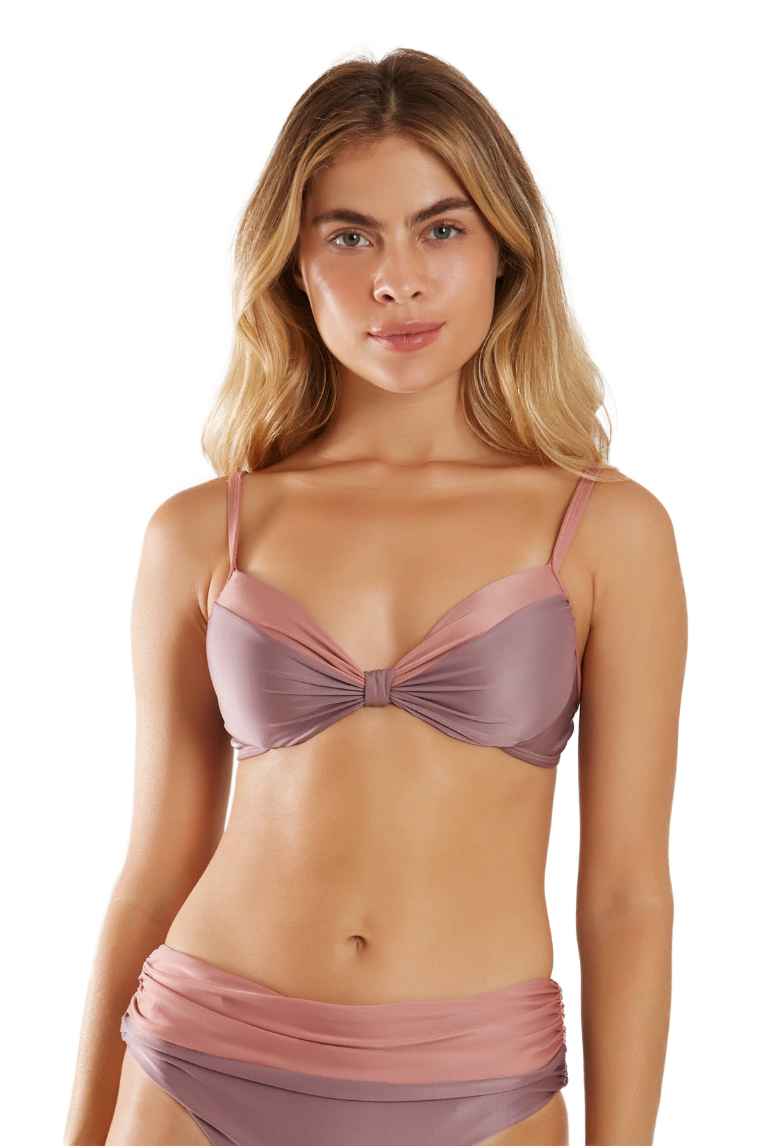 Top Bardot Bicolor Roxo