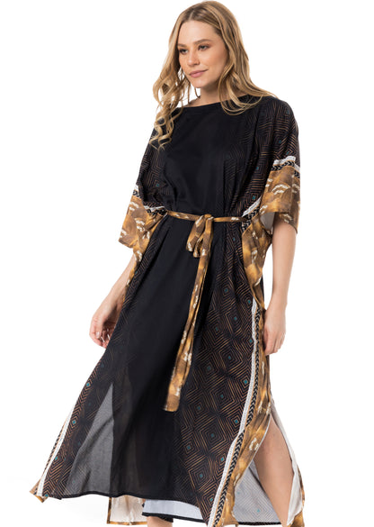 Kaftan Longo Crepe Fases da Lua